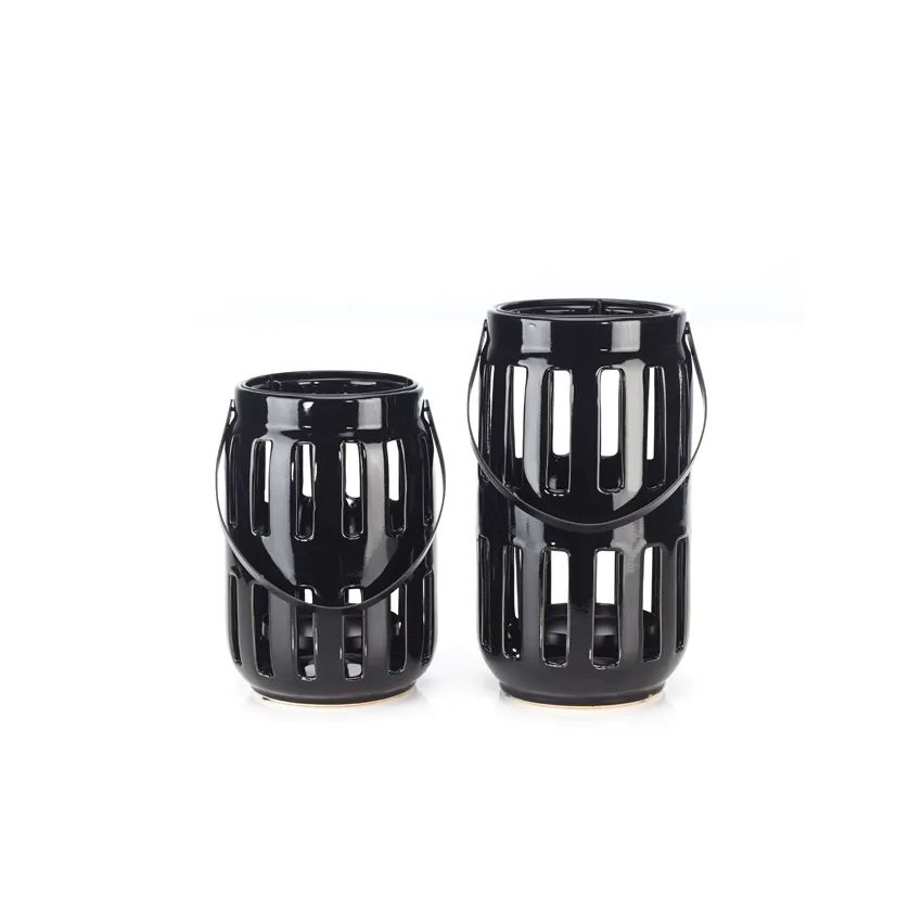 Black Ceramic Candle Hurricanes