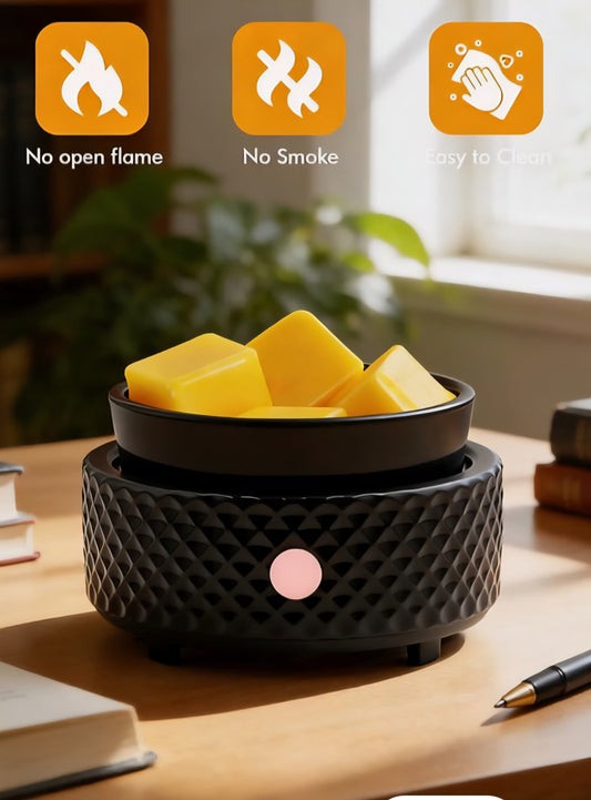 3 Piece Bundle ~ Wax Melt Warmer with Timer, Wax Cubes & Wickless Wax Pod