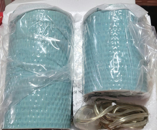 Warmer & Wax Pods Holder Set - Hammered Light Blue